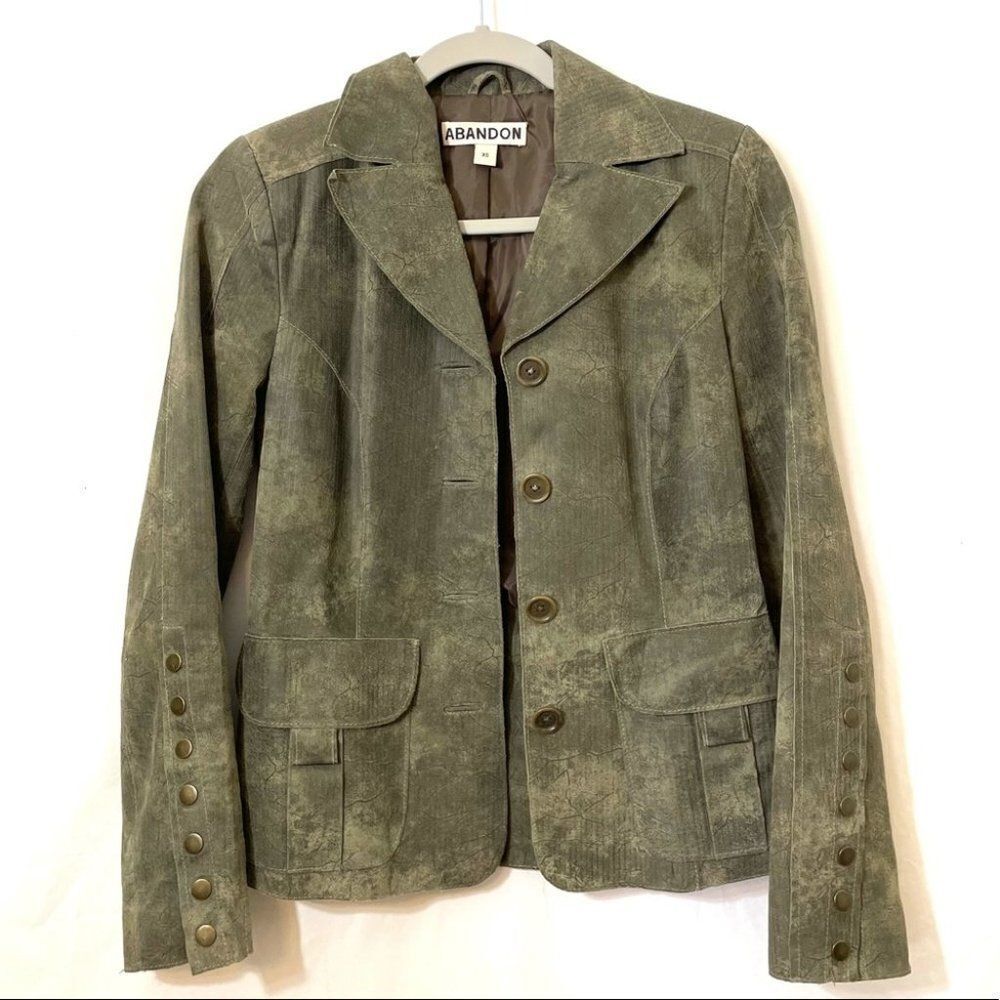 Abandon Army Green 100% Italian Leather Jacket